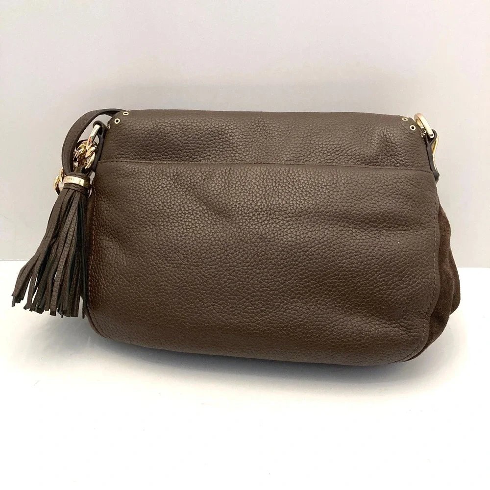 Michael Kors Bedford Bag Tassel Brown Leather Suede Convertible Crossbody Studs
